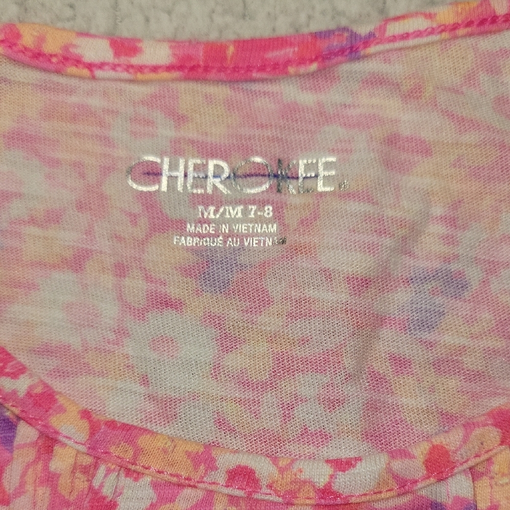 Cherokee Pink and White Floral Tank Top - Picture 3 of 3